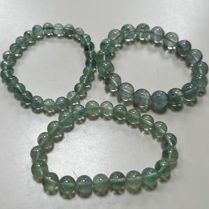 Crystal Green Fluorite Beaded Bracelets, 3 Pack